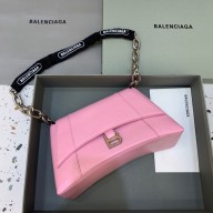 balenciaga pink calfskin downtown small shoulder bag with chain 