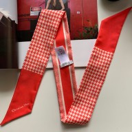 Dior red Des Vents and White Silk Twill 30 Montaigne Mitzah Scarf 2022