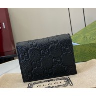 Gucci GG Emblem mini wallet 815901 Black GG grainy leather 2024
