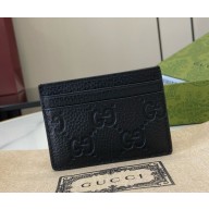 Gucci GG Emblem card case 815833 Black GG grainy leather 2024