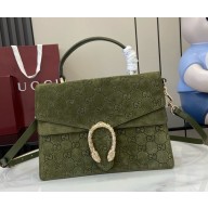 Gucci Dionysus small top handle bag 813399 green GG suede 2024