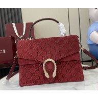 Gucci Dionysus small top handle bag 813399 red GG suede 2024