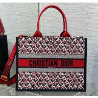 Dior Dioramour Medium Dior Book Tote white,black and red silk twill 2025