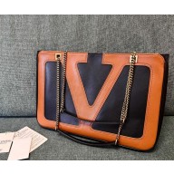 VALENTINO GARAVANI VIVA SUPERSTAR MEDIUM NAPPA LEATHER SHOPPING BAG BLACK/BROWN 2025