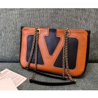 VALENTINO GARAVANI VIVA SUPERSTAR SMALL NAPPA LEATHER SHOPPING BAG BLACK/BROWN 2025