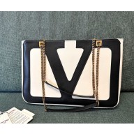 VALENTINO GARAVANI VIVA SUPERSTAR MEDIUM NAPPA LEATHER SHOPPING BAG  IVORY/BLACK 2025