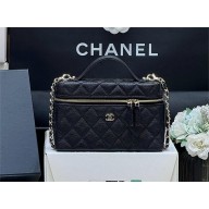 Chanel mini VANITY CASE IN GRAINED LEATHER AP4385 BLACK 2025(original quality)