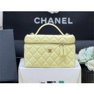 Chanel mini VANITY CASE IN GRAINED LEATHER AP4385 YELLOW 2025(original quality)