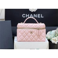 Chanel mini VANITY CASE IN GRAINED LEATHER AP4385 pink 2025(original quality)