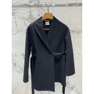 hermes cashmere long coat BLACK 2023
