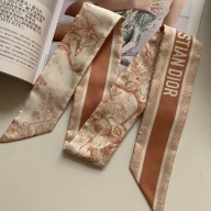 Dior Ivory and pink Silk Twill Toile de Jouy Sauvage Mitzah Scarf 2022