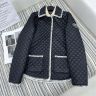 chanel BLACK quilting cotton-padded coat 2024
