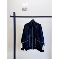 chanel navy blue cc printed jacket 2024