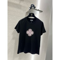 Chanel black cotton T-shirt with flowers printing 2024