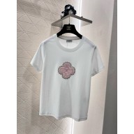 Chanel white cotton T-shirt with flowers printing 2024