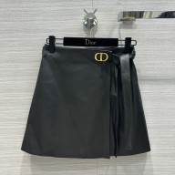 dior Black Lambskin Skort with 'CD' Buckle 2023