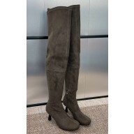 Hermes Heel 7.5cm knee high boots in stretch suede goatskin dark brown 1031-2024