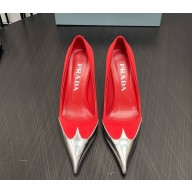 Prada heel 8cm pumps silk and patent goatskin red 1031-2024