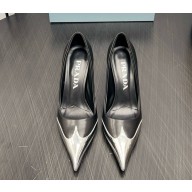 Prada heel 8cm pumps leather and patent goatskin black 1031-2024