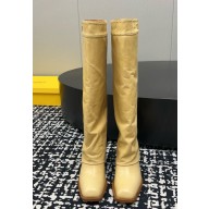  Fendi Show Beige leather high-heeled boots calf leather heel 7.5cm 2024