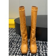  Fendi Show yellow leather high-heeled boots calf leather heel 7.5cm 2024