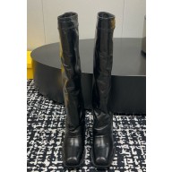  Fendi Show Black leather high-heeled boots calf leather heel 7.5cm 2024