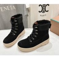 Loro Piana Gravel Boots Walk suede leather in black 1031-2024