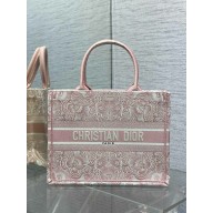 Dior medium Book Tote bag in pink and White D-Butterfly Paisley Embroidery 2025