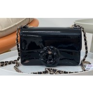 Chanel Patent Calfskin & Gold-Tone Metal Small Flap Bag AS4388 Black 2023