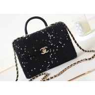 Chanel Wool Tweed & Gold-Tone Metal Small box Bag AS4470 Black 2023