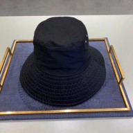 Dior Black Cotton Blend Teddy-D Large Brim Bucket Hat with Veil 2024