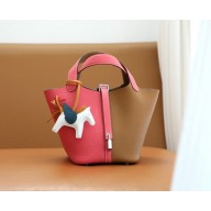 Hermes Picotin Lock Bag in original togo leather rosez azalee/sesame with silver hardware(handmade)