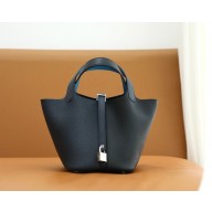 Hermes Picotin Lock Bag in original togo leather noir/bleu nuit/bleu zanzibar(handmade)