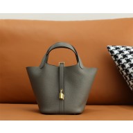 Hermes Picotin Lock Bag in original togo leather gris etain with gold hardware(handmade)