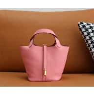 Hermes Picotin Lock Bag in original togo leather rose confetti with gold hardware(handmade)