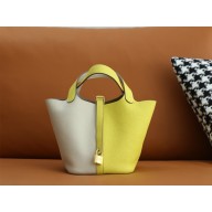 Hermes Picotin Lock Bag in original togo leather carie/lime with gold hardware(handmade)