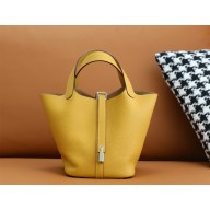 Hermes Picotin Lock Bag in original togo leather jaune ambre with silver hardware(handmade)