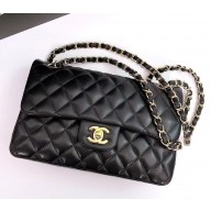 Chanel 1117 Classic Flap Handbag in sheepskin black  with silver Hardware 1112-2024