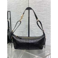 Dior Black Flat Macrocannage Small D-Journey Bag in Crinkled Calfskin 2025