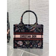 Dior small Book Tote bag in black Embroidery with Multicolor Dior Cabinet de Curiosités Motif 2025
