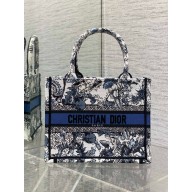 Dior small Book Tote bag in Latte Embroidery with blue Multicolor Dior Chardons Motif 2025