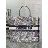 Dior large Book Tote bag in Latte Embroidery with Multicolor Millefiori Unicorn Motif 2025