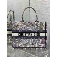 Dior medium Book Tote bag in Latte Embroidery with Multicolor Millefiori Unicorn Motif 2025