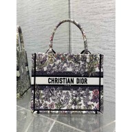Dior small Book Tote bag in Latte Embroidery with Multicolor Millefiori Unicorn Motif 2025