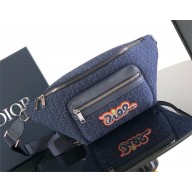 DIOR AND KAWS Rider 2.0 Belt Bag in navy blue Dior Oblique Jacquard and navy blue Grained Calfskin 2025