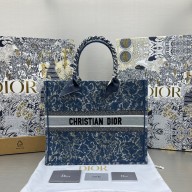 dior Blue Brocart Embroidery with Denim Effect Large Book Tote 2022