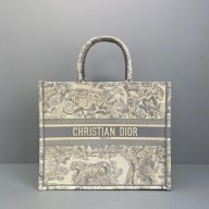 Dior Gray Toile de Jouy Embroidery Book Tote Bag 2022
