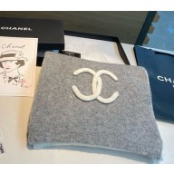 Chanel cashmere knit scarves with cc logo grey 30*180cm 1214-2024
