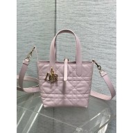 Dior Small Toujours Vertical Tote Bag in pale pink Macrocannage Calfskin 2025