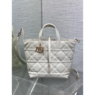 Dior medium Toujours Vertical Tote Bag in latte Macrocannage Calfskin 2025